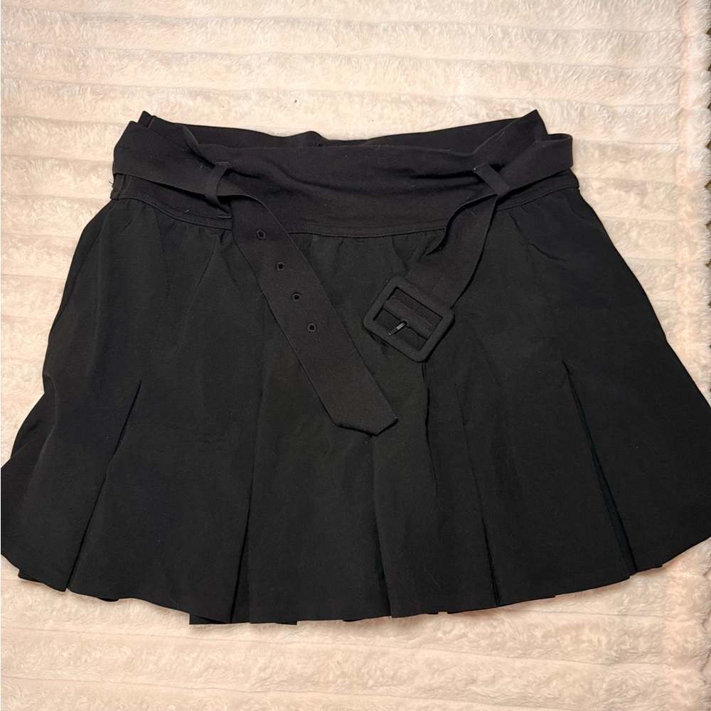 Aerie Black Pleated Belted Mini Skirt - Women